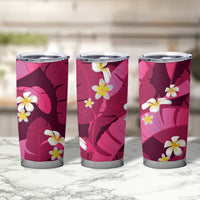 Pink Banana Leaf Hawaii Tumbler Cup Lau Maia Plumeria Tropical Summer Vibes
