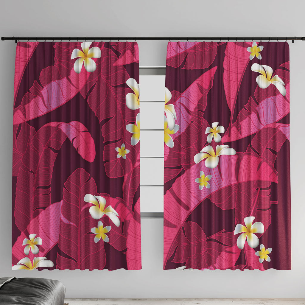 Pink Banana Leaf Hawaii Window Curtain Lau Maia Plumeria Tropical Summer Vibes