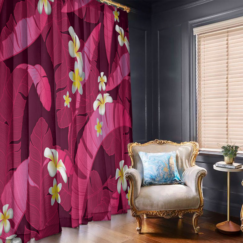 Pink Banana Leaf Hawaii Window Curtain Lau Maia Plumeria Tropical Summer Vibes