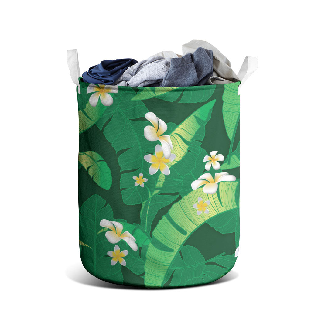 Green Banana Leaf Hawaii Laundry Basket Lau Maia Plumeria Tropical Summer Vibes