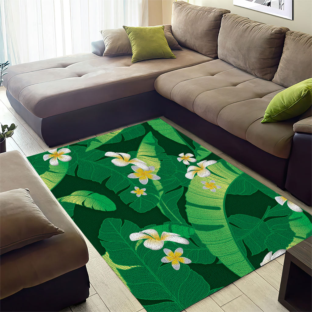 Green Banana Leaf Hawaii Area Rug Lau Maia Plumeria Tropical Summer Vibes