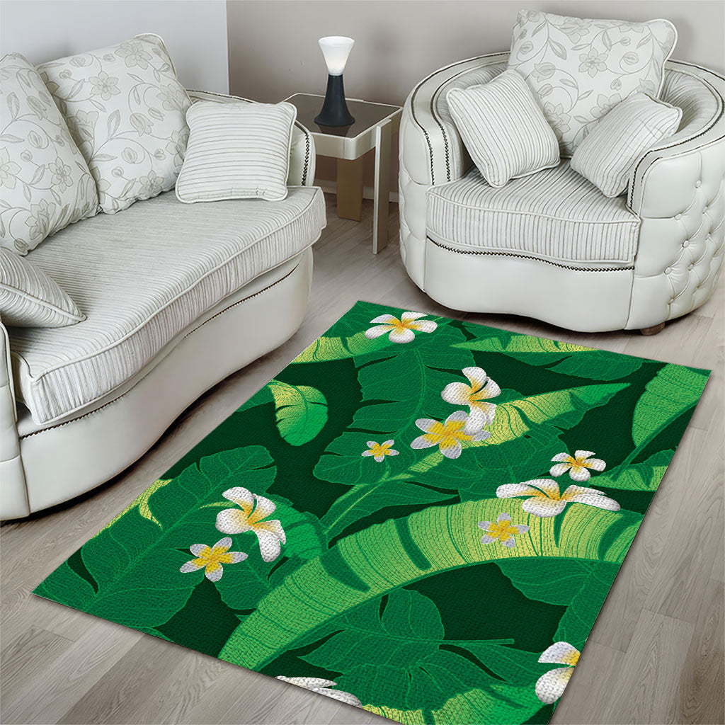 Green Banana Leaf Hawaii Area Rug Lau Maia Plumeria Tropical Summer Vibes
