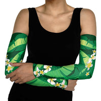Green Banana Leaf Hawaii Arm Sleeves Lau Maia Plumeria Tropical Summer Vibes
