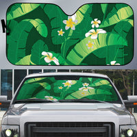 Green Banana Leaf Hawaii Auto Sun Shade Lau Maia Plumeria Tropical Summer Vibes