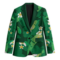 Green Banana Leaf Hawaii Blazer Lau Maia Plumeria Tropical Summer Vibes