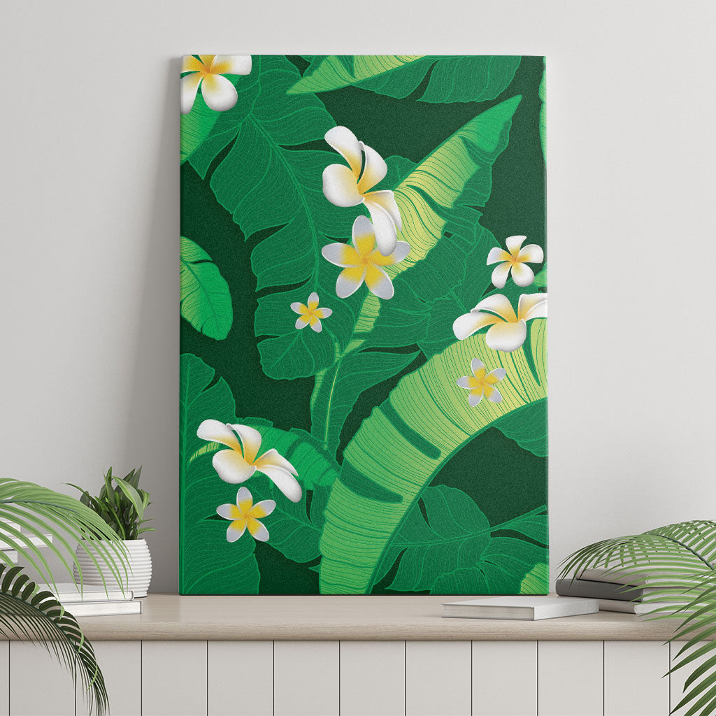 Green Banana Leaf Hawaii Canvas Wall Art Lau Maia Plumeria Tropical Summer Vibes