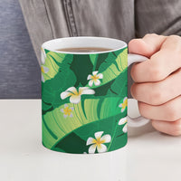 Green Banana Leaf Hawaii Ceramic Mug Lau Maia Plumeria Tropical Summer Vibes