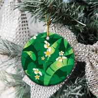Green Banana Leaf Hawaii Ceramic Ornament Lau Maia Plumeria Tropical Summer Vibes LT14 - Polynesian Pride