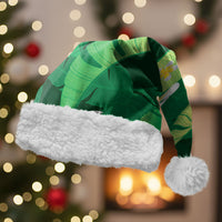Green Banana Leaf Hawaii Christmas Santa Hat Lau Maia Plumeria Tropical Summer Vibes LT14 With Fur Green - Polynesian Pride