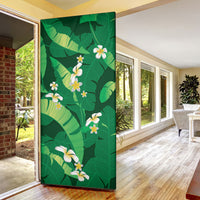 Green Banana Leaf Hawaii Door Cover Lau Maia Plumeria Tropical Summer Vibes