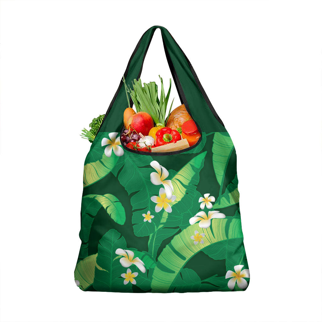 Green Banana Leaf Hawaii Grocery Bag Lau Maia Plumeria Tropical Summer Vibes