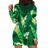 Green Banana Leaf Hawaii Hoodie Dress Lau Maia Plumeria Tropical Summer Vibes