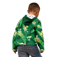 Green Banana Leaf Hawaii Kid Hoodie Lau Maia Plumeria Tropical Summer Vibes