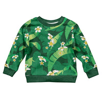 Green Banana Leaf Hawaii Kid Ugly Christmas Sweater Lau Maia Plumeria Tropical Summer Vibes LT14 Kid Green - Polynesian Pride