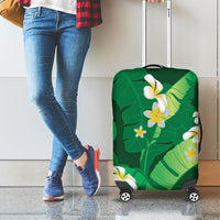 Green Banana Leaf Hawaii Luggage Cover Lau Maia Plumeria Tropical Summer Vibes