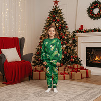 Green Banana Leaf Hawaii Christmas Pajama Set Lau Maia Plumeria Tropical Summer Vibes LT14 Kid Green - Polynesian Pride