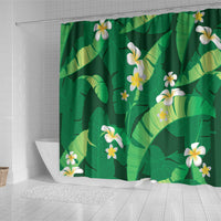 Green Banana Leaf Hawaii Shower Curtain Lau Maia Plumeria Tropical Summer Vibes