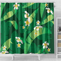 Green Banana Leaf Hawaii Shower Curtain Lau Maia Plumeria Tropical Summer Vibes