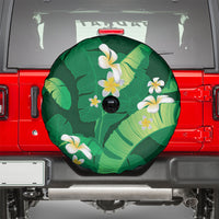 Green Banana Leaf Hawaii Spare Tire Cover Lau Maia Plumeria Tropical Summer Vibes