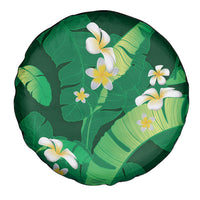 Green Banana Leaf Hawaii Spare Tire Cover Lau Maia Plumeria Tropical Summer Vibes