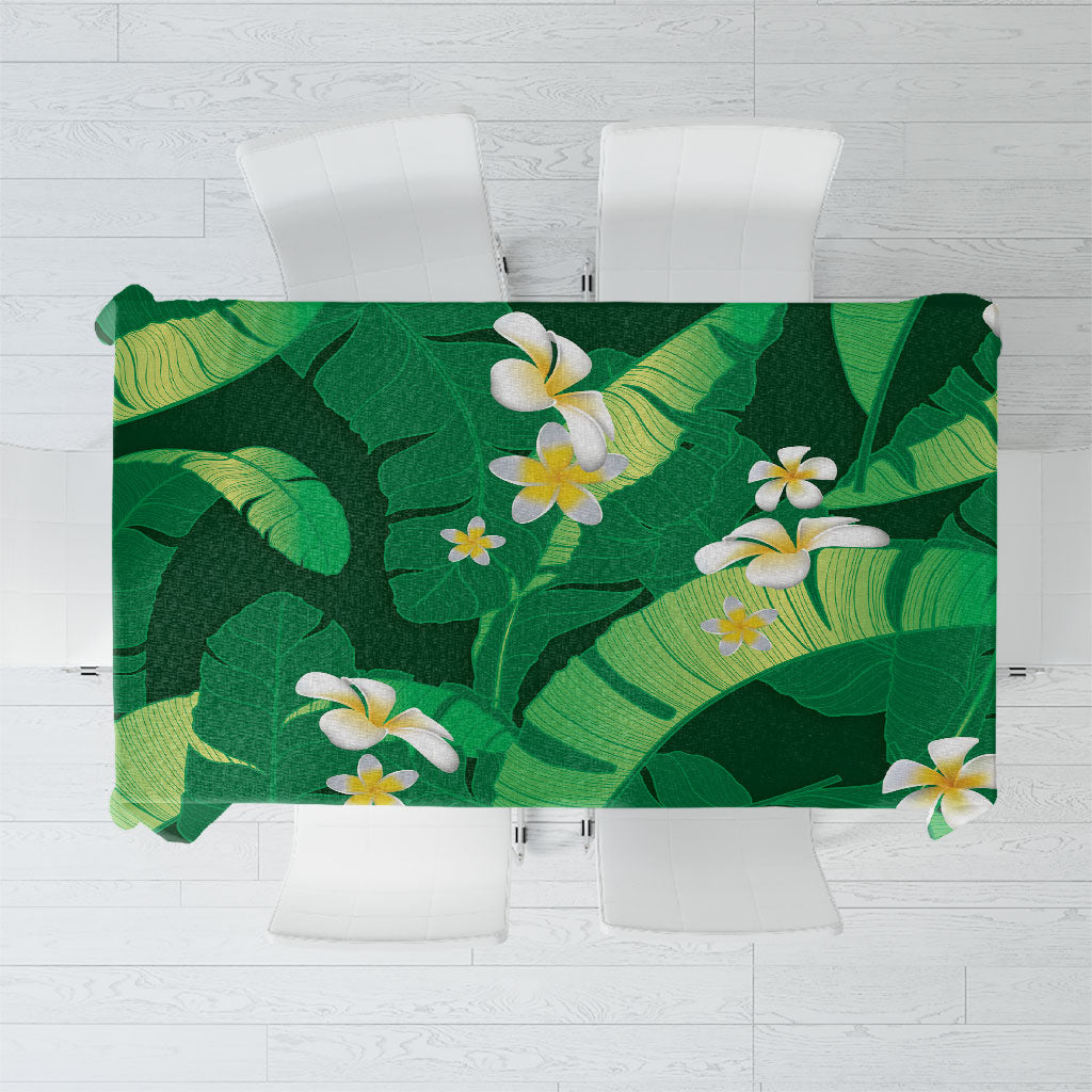 Green Banana Leaf Hawaii Tablecloth Lau Maia Plumeria Tropical Summer Vibes