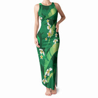 Green Banana Leaf Hawaii Tank Maxi Dress Lau Maia Plumeria Tropical Summer Vibes