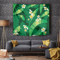 Green Banana Leaf Hawaii Tapestry Lau Maia Plumeria Tropical Summer Vibes