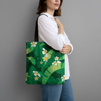 Green Banana Leaf Hawaii Tote Bag Lau Maia Plumeria Tropical Summer Vibes