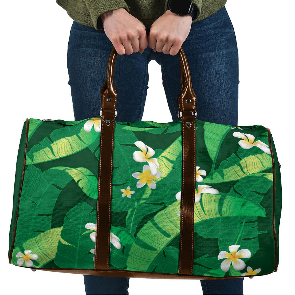 Green Banana Leaf Hawaii Travel Bag Lau Maia Plumeria Tropical Summer Vibes