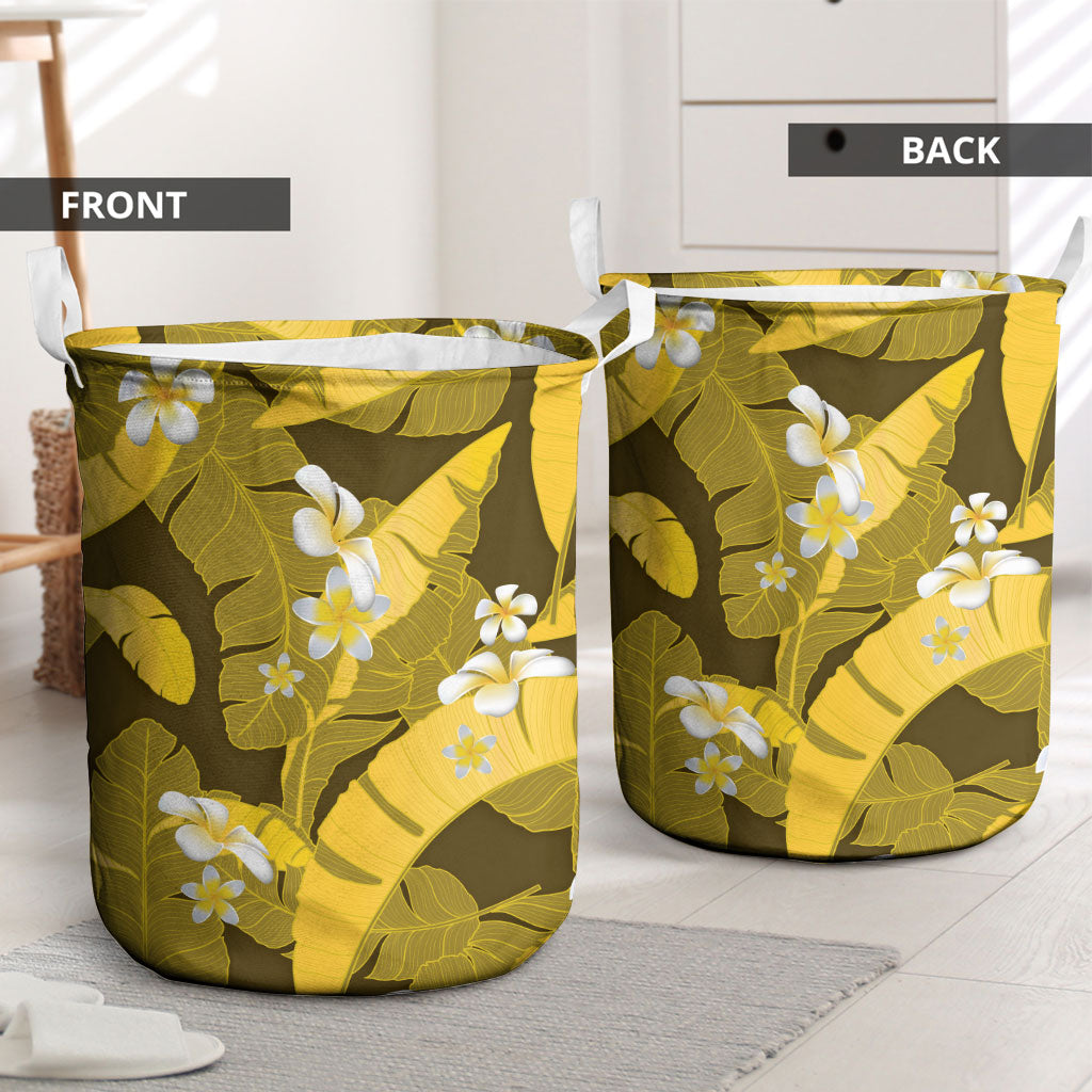 Yellow Banana Leaf Hawaii Laundry Basket Lau Maia Plumeria Tropical Summer Vibes