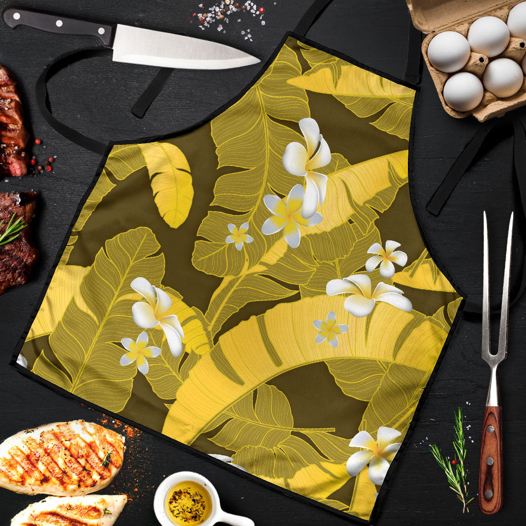 Yellow Banana Leaf Hawaii Apron Lau Maia Plumeria Tropical Summer Vibes