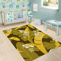 Yellow Banana Leaf Hawaii Area Rug Lau Maia Plumeria Tropical Summer Vibes