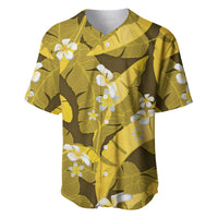 Yellow Banana Leaf Hawaii Baseball Jersey Lau Maia Plumeria Tropical Summer Vibes