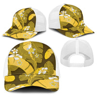 Yellow Banana Leaf Hawaii Baseball Net Cap Lau Maia Plumeria Tropical Summer Vibes