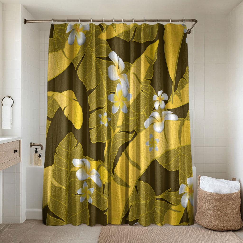Yellow Banana Leaf Hawaii Bathroom Set Lau Maia Plumeria Tropical Summer Vibes