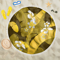 Yellow Banana Leaf Hawaii Beach Blanket Lau Maia Plumeria Tropical Summer Vibes
