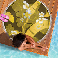 Yellow Banana Leaf Hawaii Beach Blanket Lau Maia Plumeria Tropical Summer Vibes