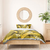 Yellow Banana Leaf Hawaii Bedding Set Lau Maia Plumeria Tropical Summer Vibes
