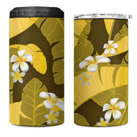 Yellow Banana Leaf Hawaii 4 in 1 Can Cooler Tumbler Lau Maia Plumeria Tropical Summer Vibes