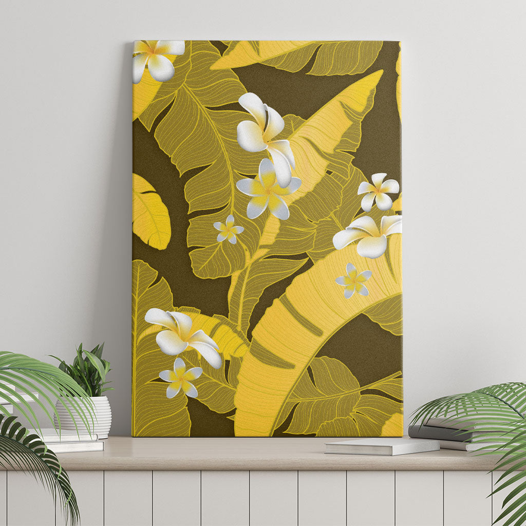 Yellow Banana Leaf Hawaii Canvas Wall Art Lau Maia Plumeria Tropical Summer Vibes