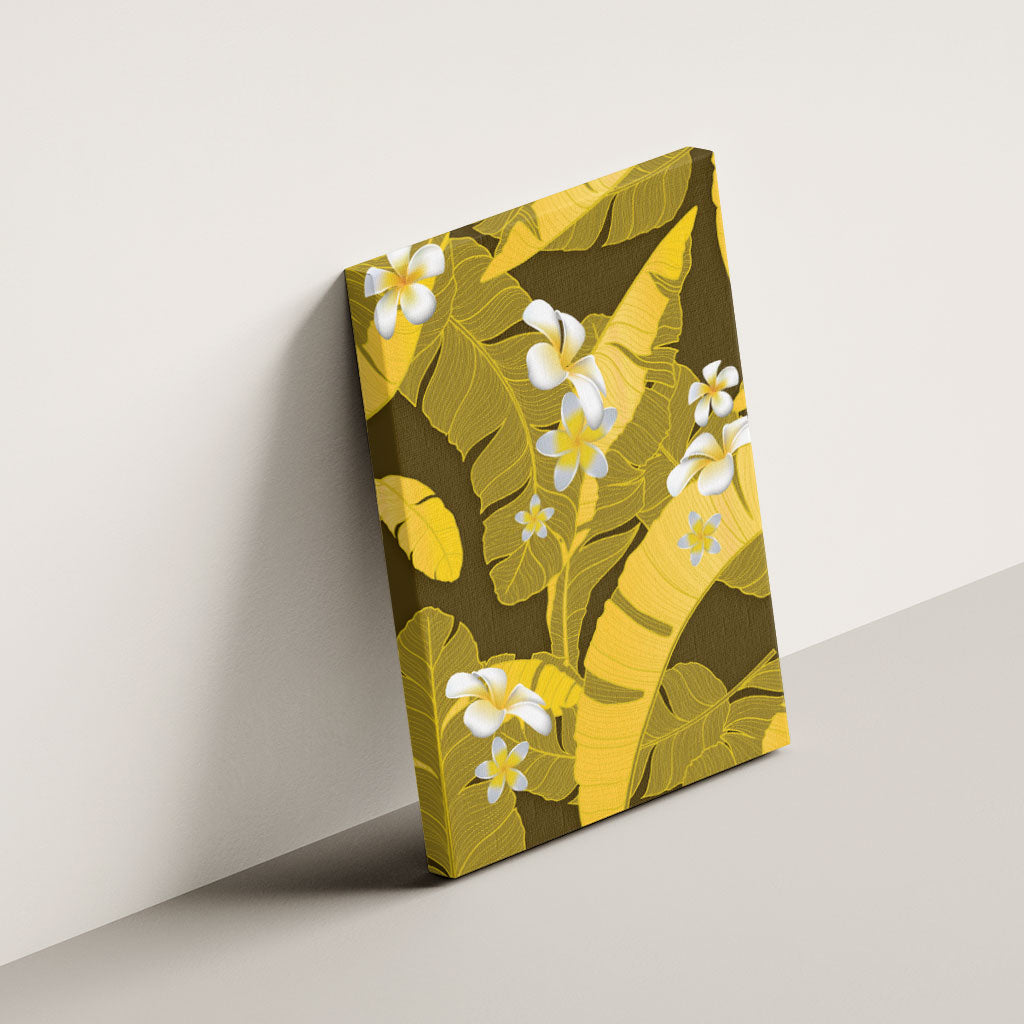 Yellow Banana Leaf Hawaii Canvas Wall Art Lau Maia Plumeria Tropical Summer Vibes
