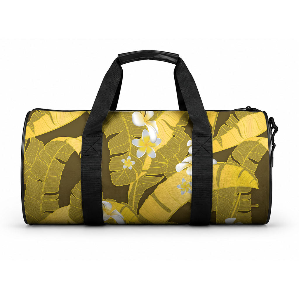 Yellow Banana Leaf Hawaii Duffle Bag Lau Maia Plumeria Tropical Summer Vibes LT14 One size Yellow - Polynesian Pride