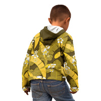 Yellow Banana Leaf Hawaii Kid Hoodie Lau Maia Plumeria Tropical Summer Vibes