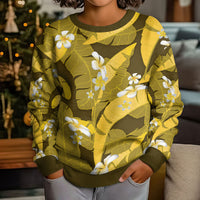 Yellow Banana Leaf Hawaii Kid Ugly Christmas Sweater Lau Maia Plumeria Tropical Summer Vibes LT14 - Polynesian Pride