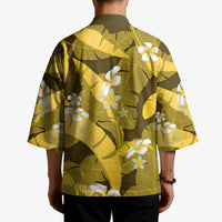 Yellow Banana Leaf Hawaii Kimono Lau Maia Plumeria Tropical Summer Vibes
