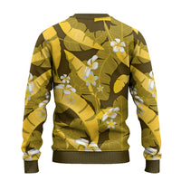 Yellow Banana Leaf Hawaii Ugly Christmas Sweater Lau Maia Plumeria Tropical Summer Vibes LT14 - Polynesian Pride