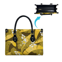 Yellow Banana Leaf Hawaii Leather Bag Lau Maia Plumeria Tropical Summer Vibes