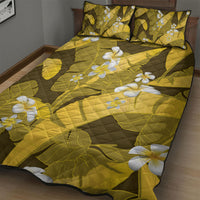 Yellow Banana Leaf Hawaii Quilt Bed Set Lau Maia Plumeria Tropical Summer Vibes