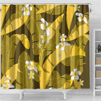 Yellow Banana Leaf Hawaii Shower Curtain Lau Maia Plumeria Tropical Summer Vibes