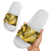 Yellow Banana Leaf Hawaii Slide Sandals Lau Maia Plumeria Tropical Summer Vibes
